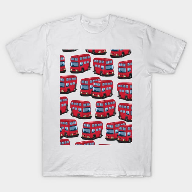 Red London Bus Pattern T-Shirt by nickemporium1